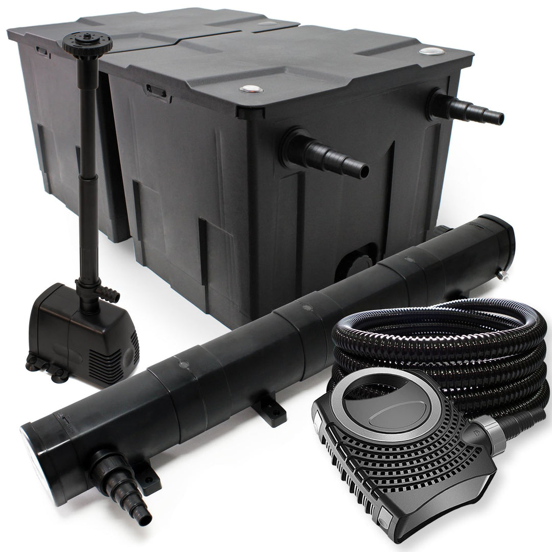 Wiltec Komplettset: CBF-350B Teichfilter bis 60000 L Teichfilteranlage, NEO10000 Teichpumpe 10000l/h
