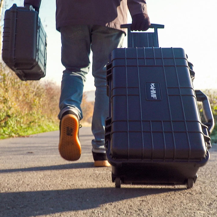 HMF Outdoor-Trolley, ODK400, Fotokoffer mit Rasterschaumstoff | 58,5 x 45 x 27,5 cm | Schwarz 58.5 x