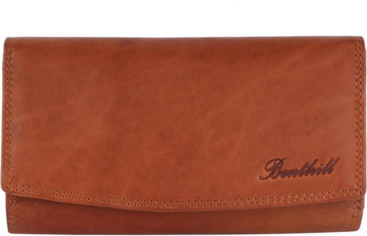 Benthill Damen Geldbörse Gross Echt Leder | Grosses Portemonnaie XXL mit RFID Schutz | Vintage Echtl