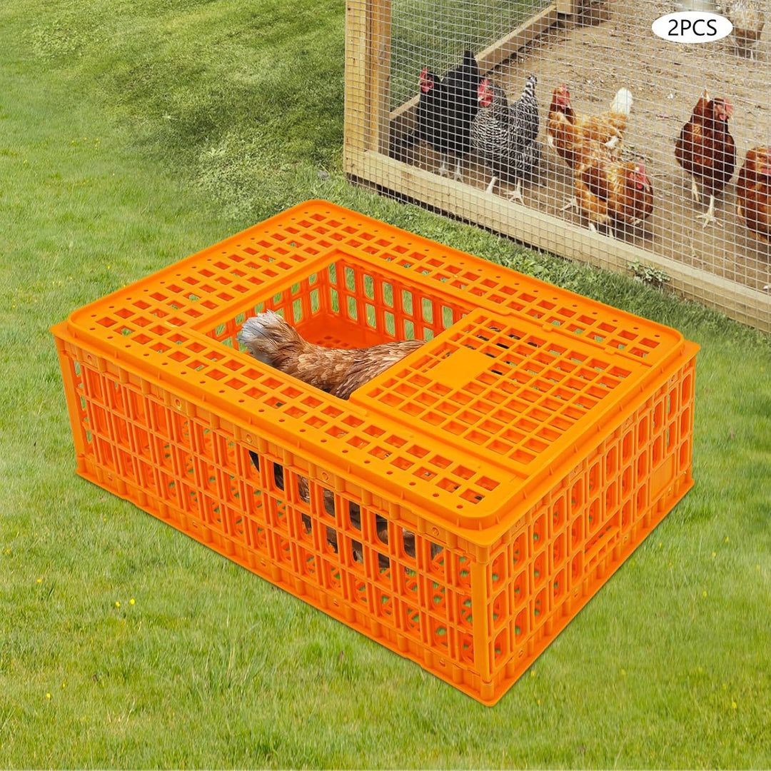 2 Stück Geflügel Tragetasche, Huhn-Transportkäfig mit Schiebetür und Transportgriffen, Korb Box für