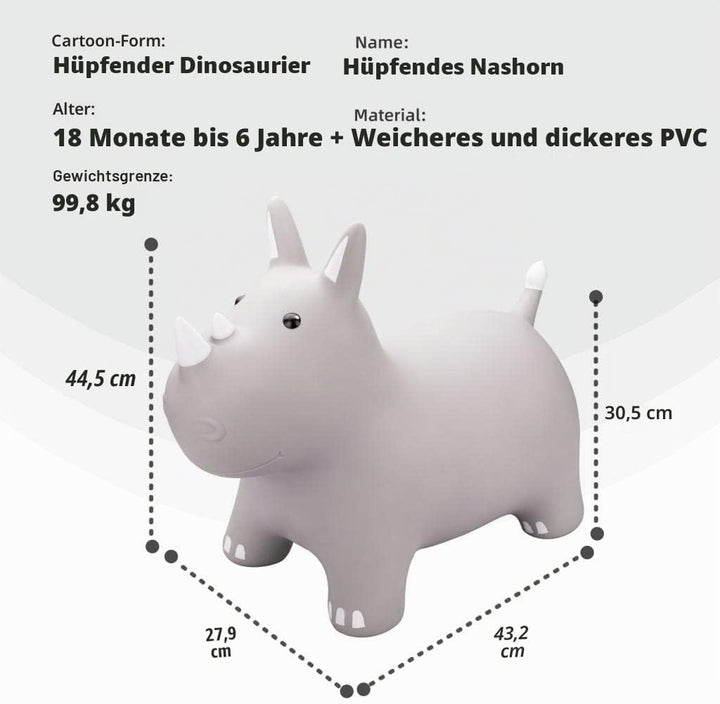 INPODAK hüpftier, Nashorn Hüpftier für Kinder, hüpftier ab 1 2 3 4 5 6 Jahre, Kleinkind Hüpfpferd, A