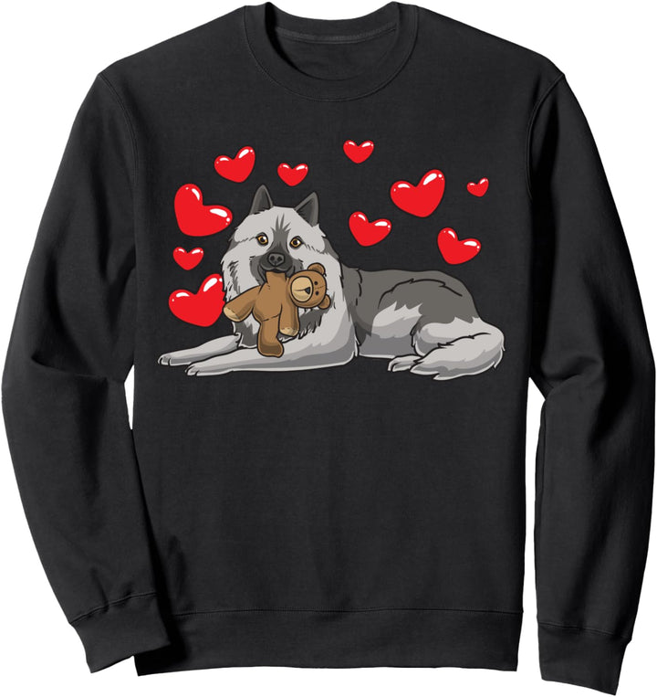 Wolfsspitz Hund Mit Plüschtier Und Vielen Herzen Keeshond Sweatshirt