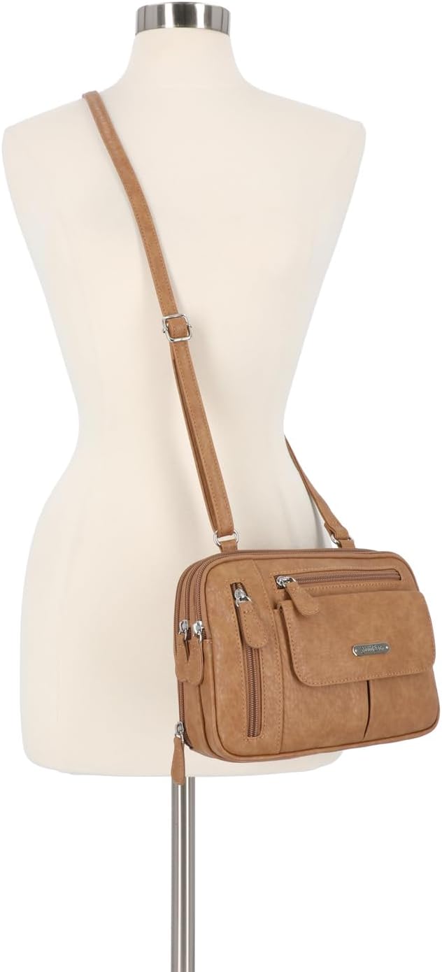 MultiSac Damen Zippy Triple Compartment Crossbody Bag Schultertasche Camel (Austin), Camel (Austin)