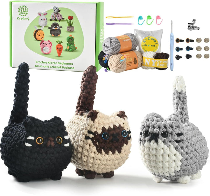Haelyze Häkelset für Anfänger, Häkelset Tiere, Amigurumi Komplettset mit Schritt-für-Schritt Video-T