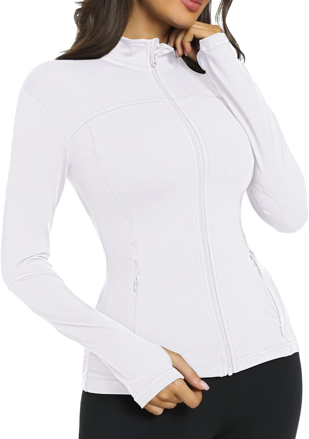 QUEENIEKE Damen-Laufjacken, durchgehender Reissverschluss, athletische Jacken, schmale Passform, Wor