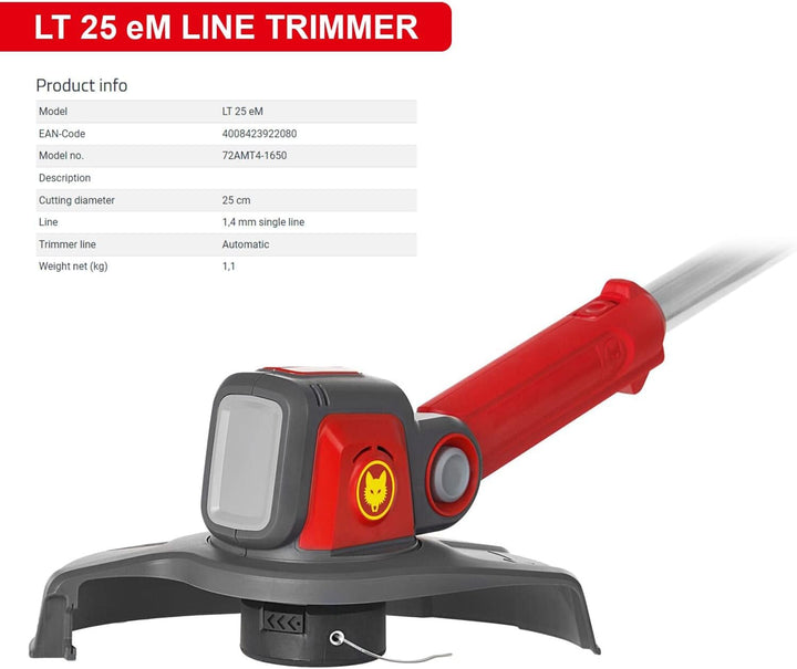 WOLF Garten | e-Multi-Star™ Fadentrimmer LT 25 eM | Leichter, robuster Trimmer mit schwenkbarem Kopf
