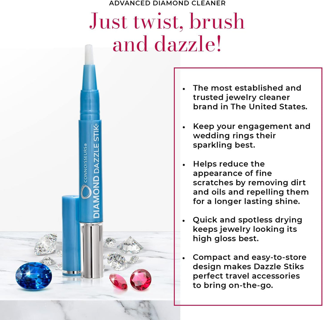 CONNOISSEURS Diamond Dazzle Stik – Tragbarer Diamantreiniger für Ringe und anderen Schmuck – bringen