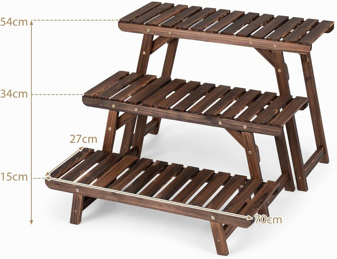 GYMAX 3-stufiges Blumenregal, kombinierbarer Pflanzenregal Outdoor, Pflanzenständer Blumenständer au