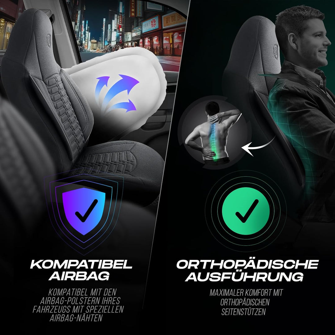 Wohnmobil Sitzbezüge kompatibel mit FIAT Ducato, Citroën Jumper, Peugeot Boxer - Schonbezüge Set aus