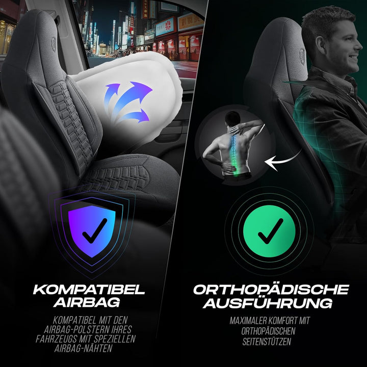 Wohnmobil Sitzbezüge kompatibel mit FIAT Ducato, Citroën Jumper, Peugeot Boxer - Schonbezüge Set aus