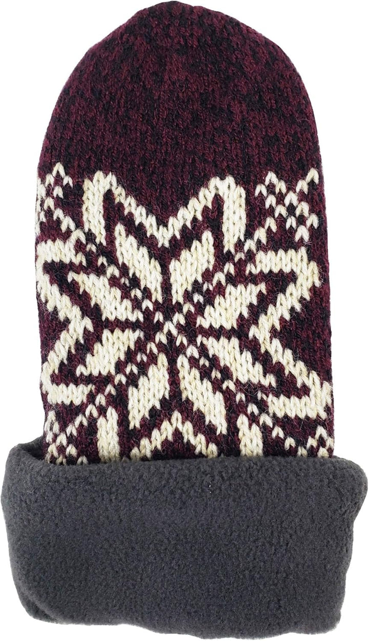 BRUCERIVER Damen Schneeflocke Strickhandschuhe mit warmem Thinsulate Fleece Futter Aubergine S, Aube
