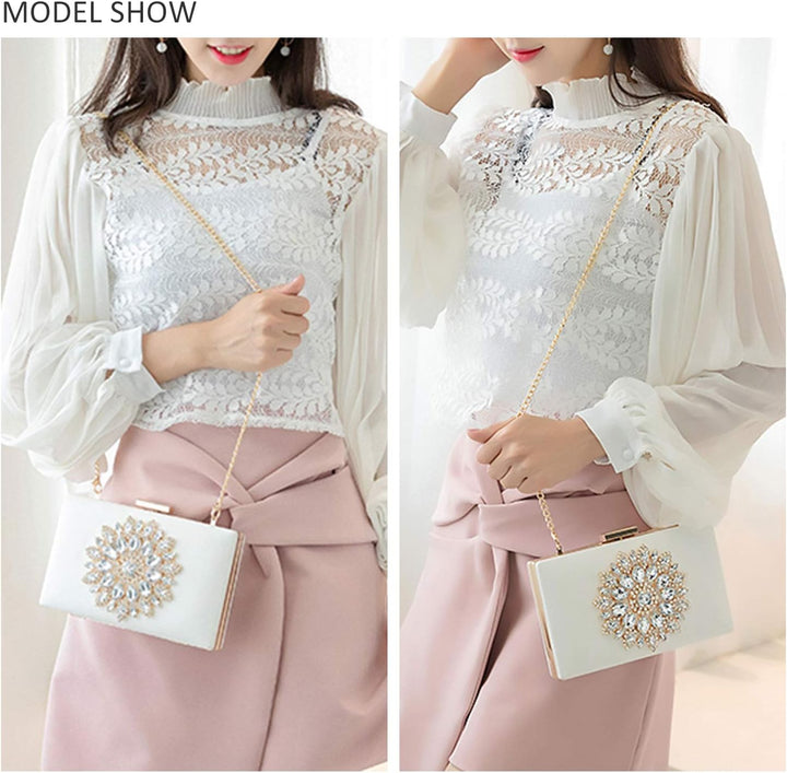 Jywmsc Damen Clutch mit Kette Party Hochzeit Handtasche für Braut Abendtasche Umhängetasche Handtasc