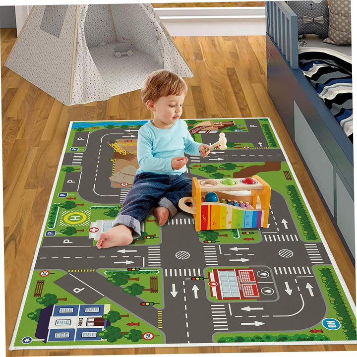 Strassenteppich für Kinder, 50, 8 x 81, 3 cm, Auto-Schienenteppich, rutschfeste Baby-Spielmatte, Sta