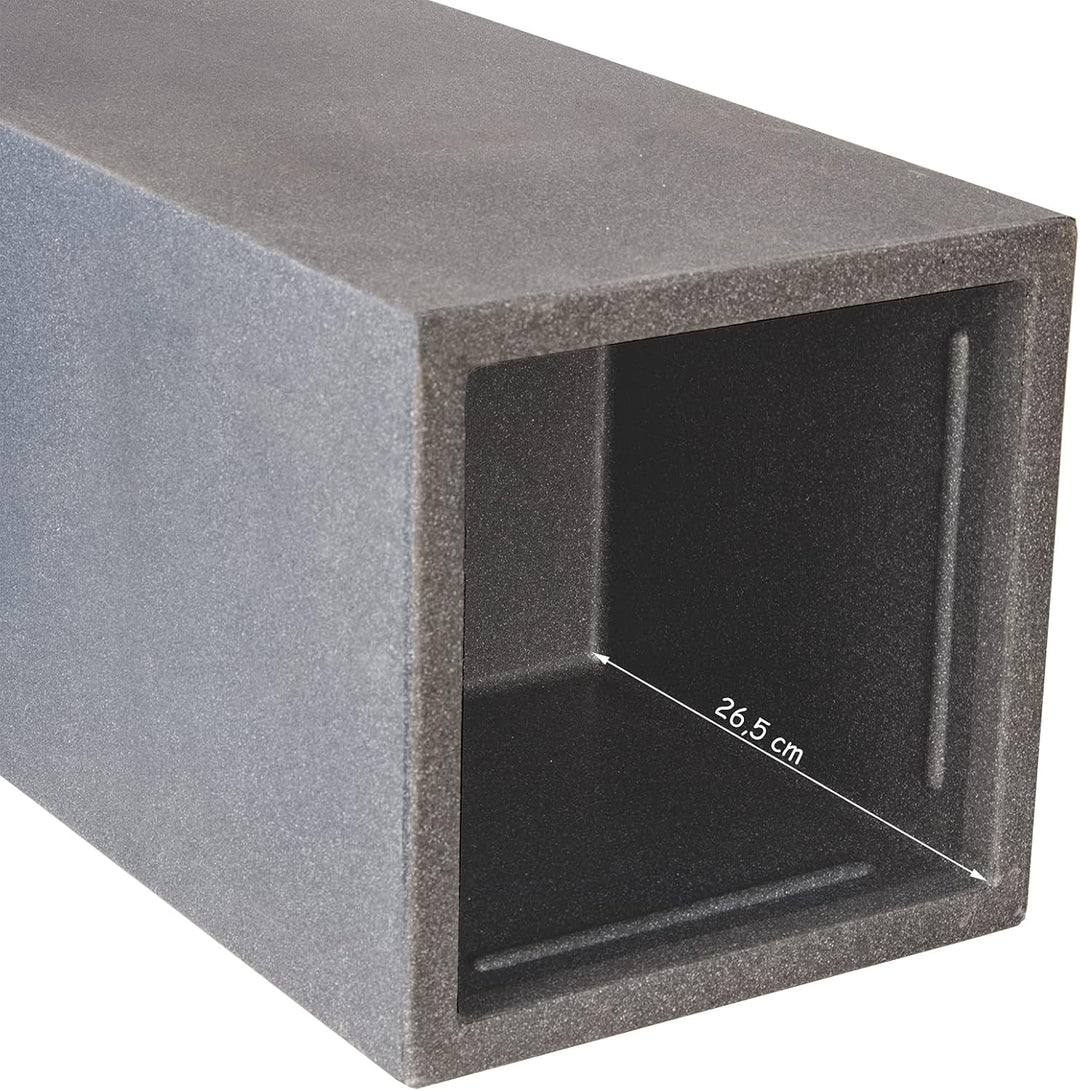BigDean Pflanzsäule in Stein-Optik - 80 x 30 x 30 cm - hoher Pflanzkübel in Anthrazit - Säule mit gl