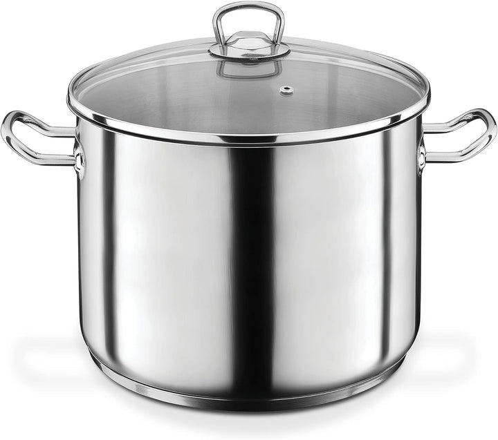 GSW 643437 Profi Jumbotopf mit Glasdeckel 28x25cm / ca. 15,0 Liter, Edelstahl, silber, 28 cm, 2-Einh