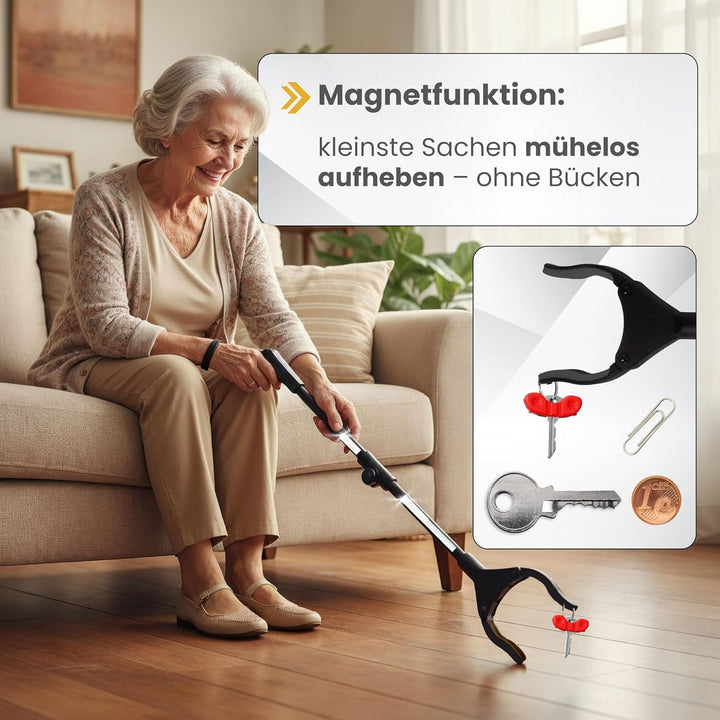 Greifzange für Senioren [80 cm] faltbarer Greifer zum aufheben | Reacher aus Aluminium | Müllzange 3