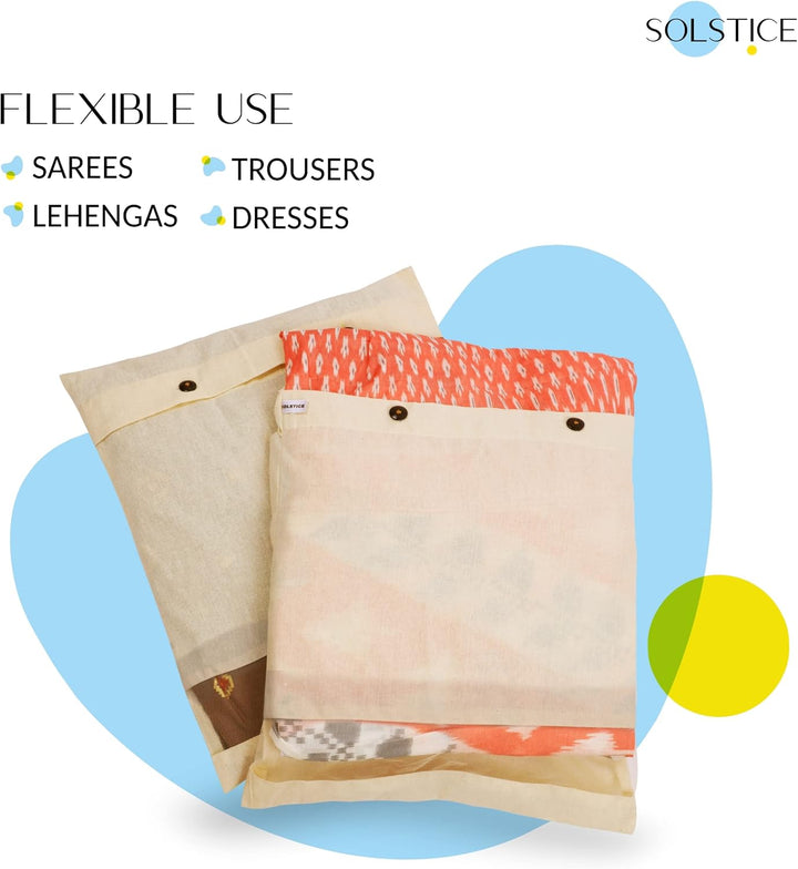 SOLSTICE Baumwoll-Saree-Abdeckungen, Saree-Taschen, Kleiderhüllen für Kleidung, Aufbewahrungstasche,