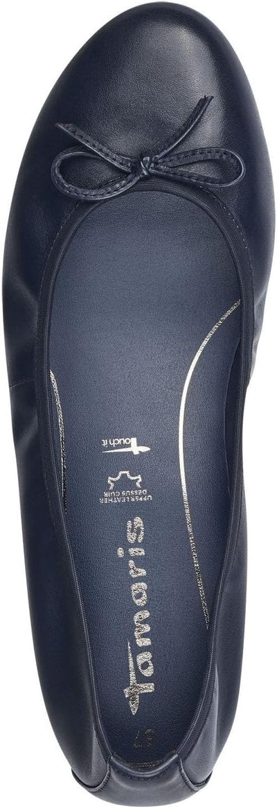 Tamaris Damen Ballerina Leder Navy 41 EU, Navy 41 EU