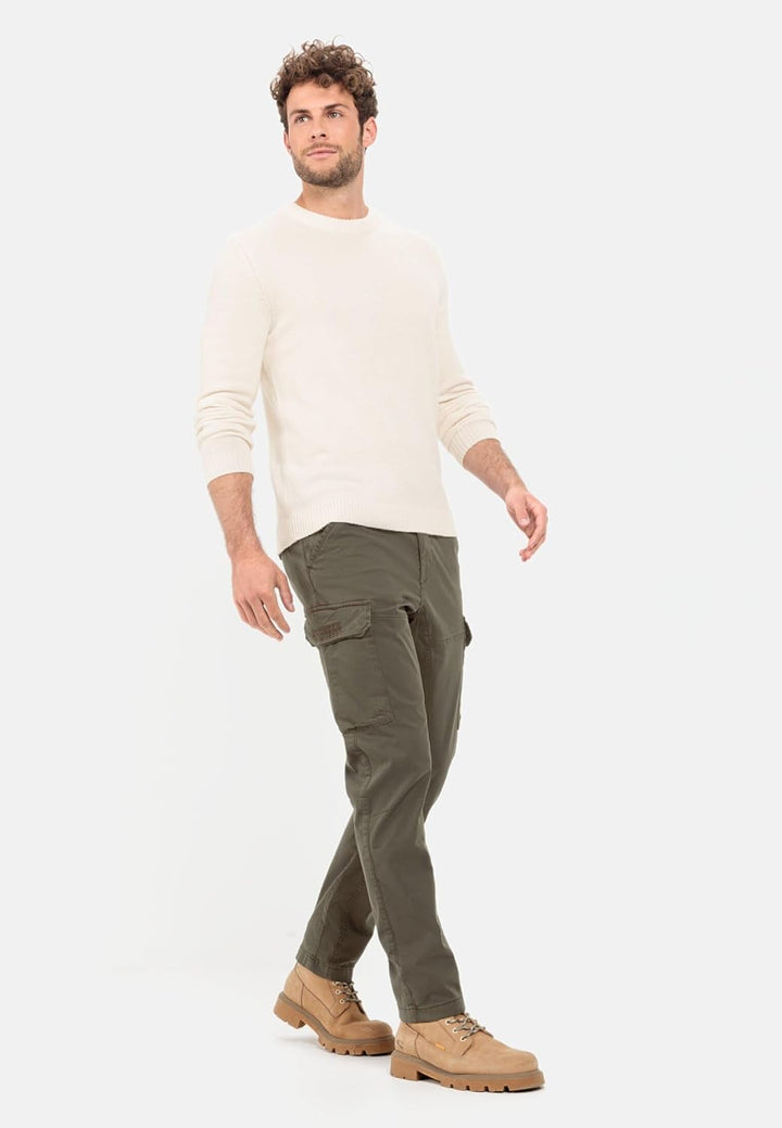 camel active Herren Tapered Fit Cargo Hose 33W / 30L Dark Khaki, 33W / 30L Dark Khaki