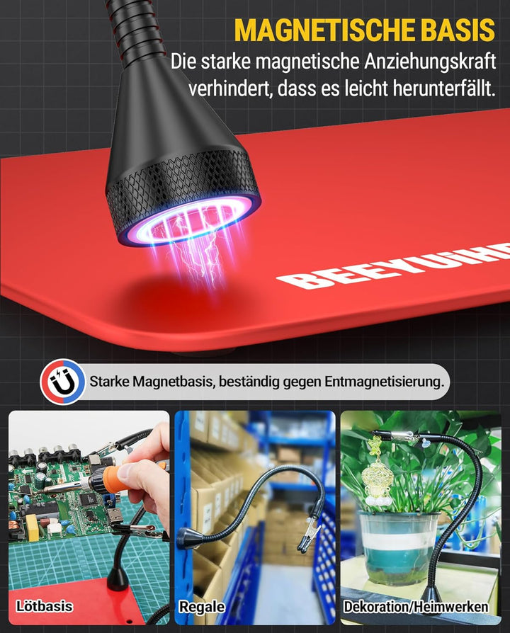 Magnetische Löthilfe Third Hand Löten mit 4 flexiblen Schwanenhals Armen und Krokodilklemmen, Löthil