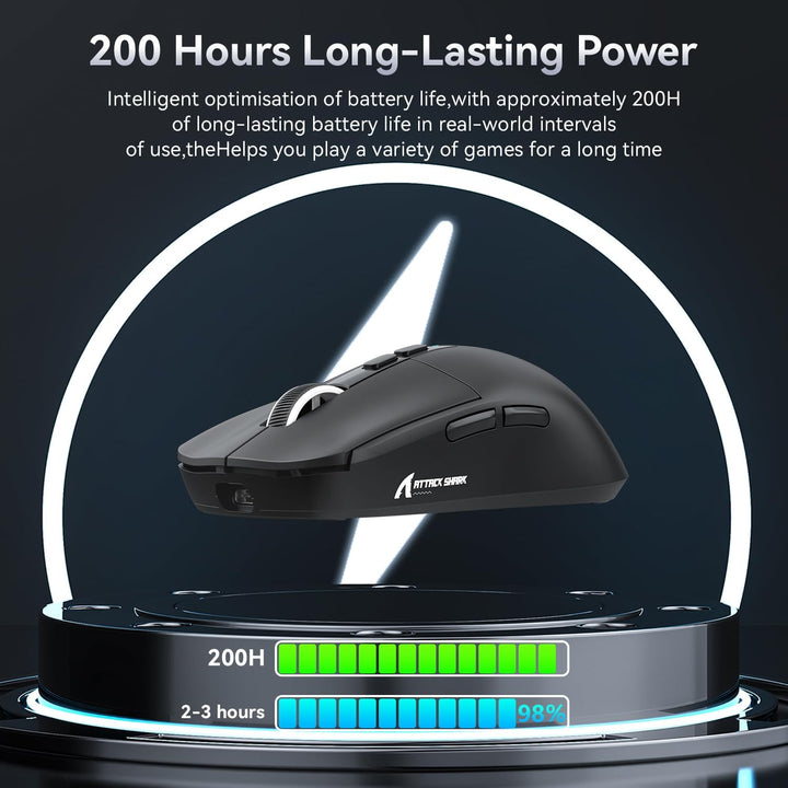 ATTACK SHARK X6 49g SUPERLIGHT Maus mit magnetischer Ladestation, PixArt PAW3395 Gaming-Sensor, BT/2