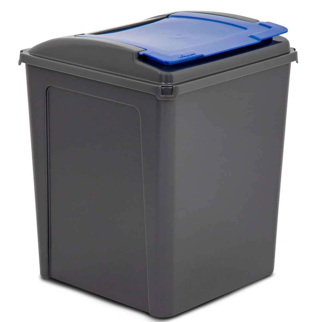 50 Liter Mülltonne Schwarz-Blau, Mülleimer Küche, Mülltrennsystem, Abfalleimer Küche, Mülleimer 50l,