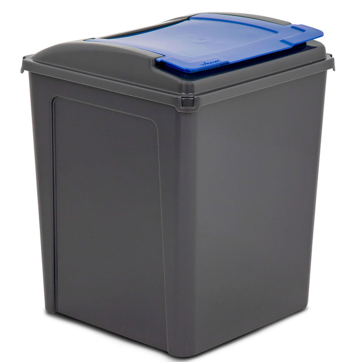 50 Liter Mülltonne Schwarz-Blau, Mülleimer Küche, Mülltrennsystem, Abfalleimer Küche, Mülleimer 50l,