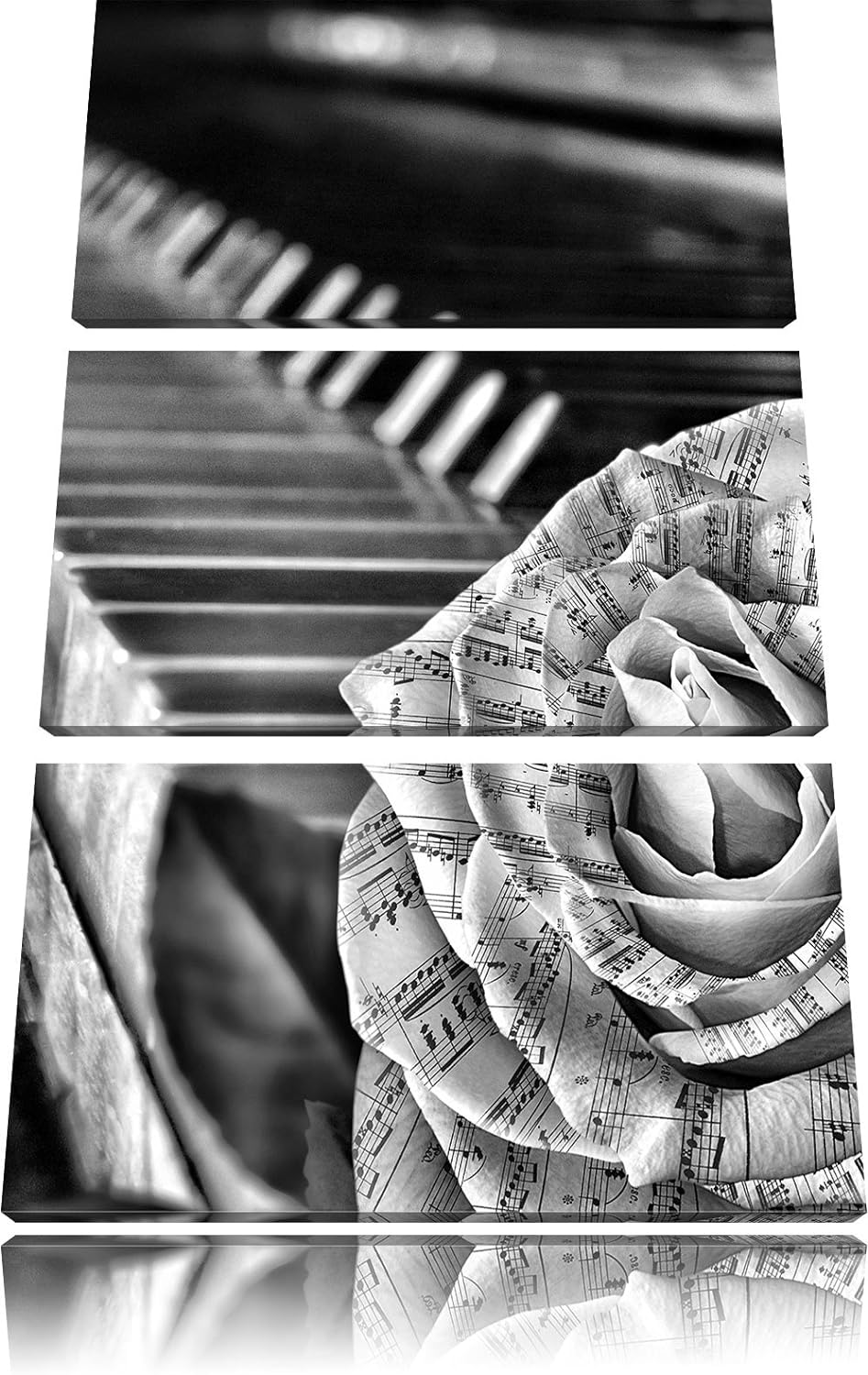 Pixxprint Noten neben Klavier als Leinwandbild/Grösse: 3 Teilig (120x80) cm/Wandbild/Kunstdruck/fert