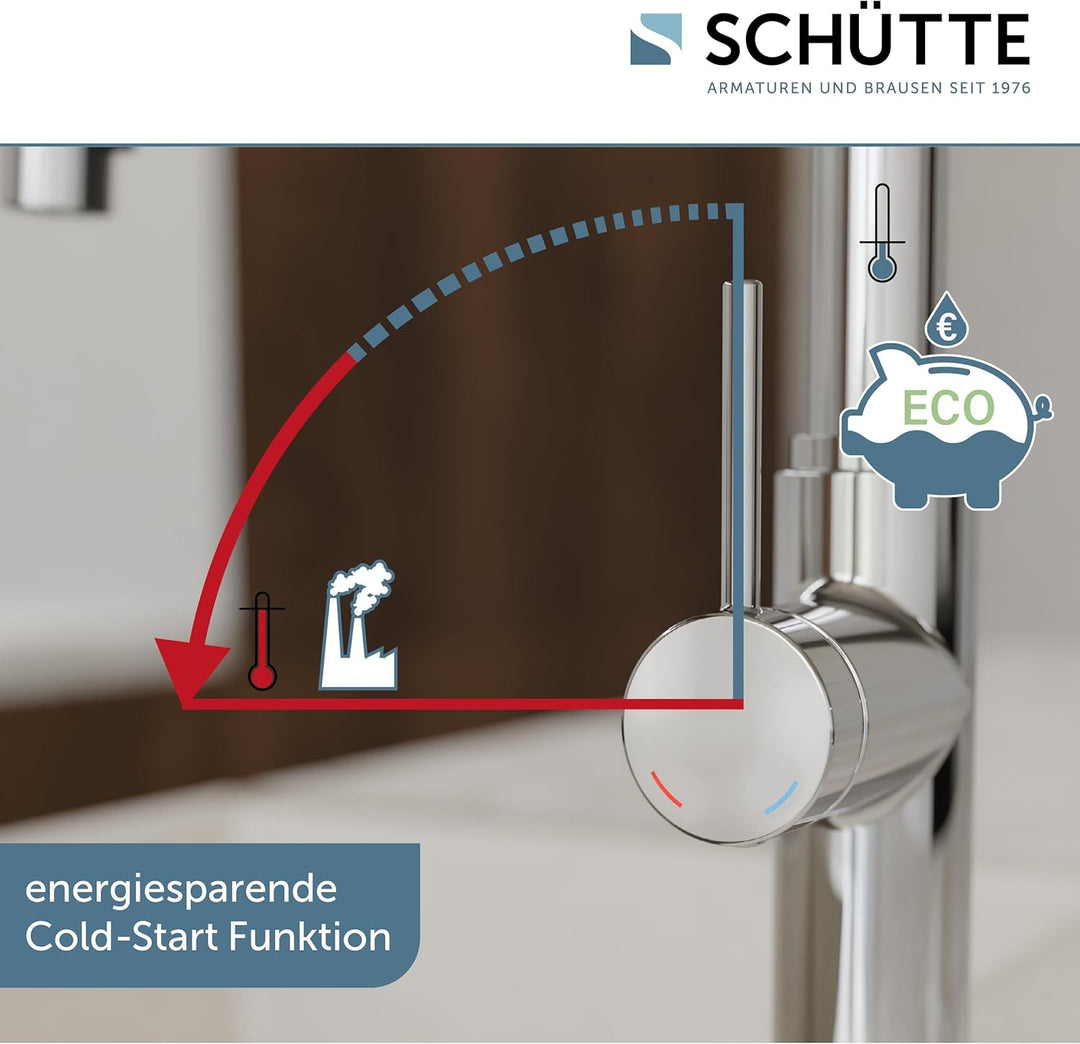 SCHÜTTE 79516 Blackpool Küchenarmatur mit ausziehbarer Geschirrbrause | 360 Grad Wasserhahn für die