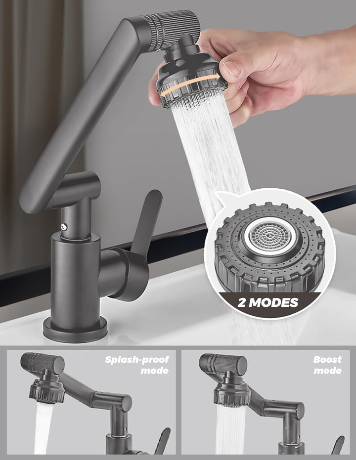 MIDINGCHAI Armatur Bad, Wasserhahn Bad Hoch, 1080 Grad Drehbarer Wasserhahn mit Schlauch, Ideal Stan
