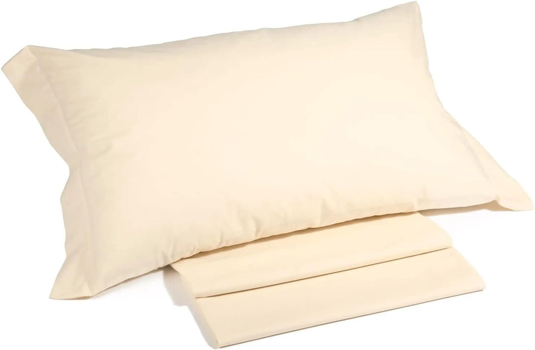 Caleffi - Bettwäsche-Set aus Baumwolle, einfarbig, für Doppelbett, Elfenbein 160 x 190 cm Elfenbein,