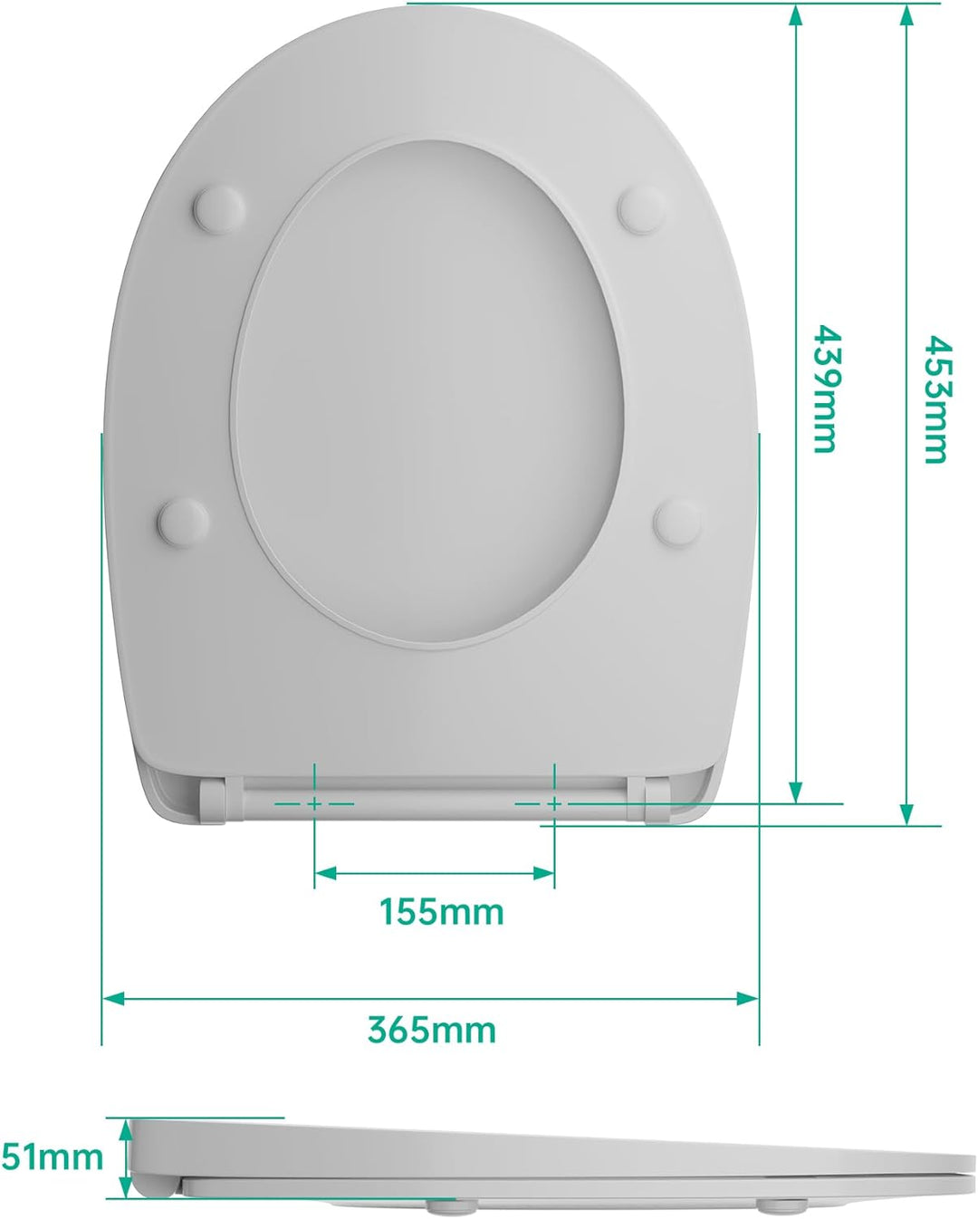 WC Sitz mit Absenkautomatik, Toilettendeckel Oval, Weiss Klobrille, Klodeckel Absenkautomatik, Toile