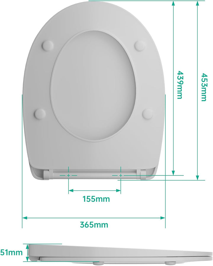 WC Sitz mit Absenkautomatik, Toilettendeckel Oval, Weiss Klobrille, Klodeckel Absenkautomatik, Toile