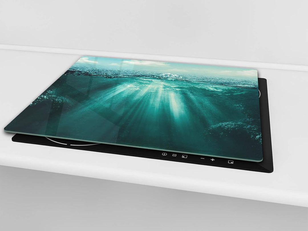 Küchenbrett aus Hartglas und Induktionskochplattenabdeckung – Schneideplatten SINGLE mit 60 x 52 cm