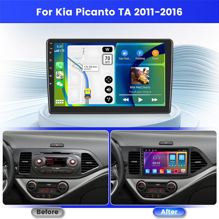 Radio für Kia Picanto TA 2011-2016 Android 15 2+64G mit Wireless CarPlay Android Auto, 9 Zoll Bildsc