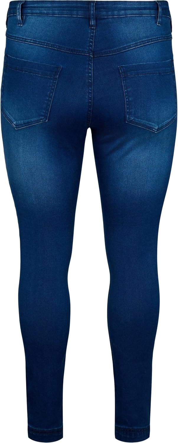 Zizzi Damen Grosse Grössen Amy Jeans Hohe Taille Slim Gr 42W / 30L Blue Denim, 42W / 30L Blue Denim