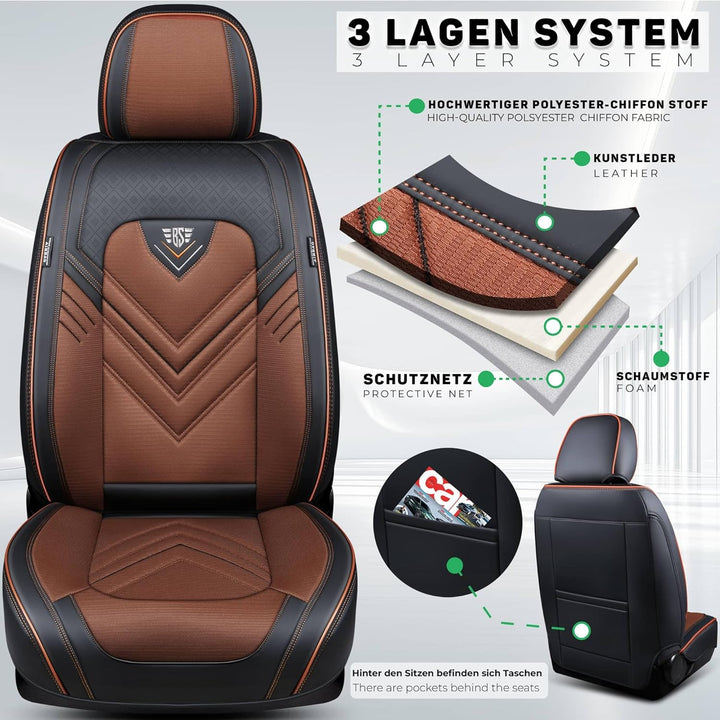 Schonbezüge Sitzbezüge für Dacia Dokker Bj 2012-22 in Schwarz/Braun SL2