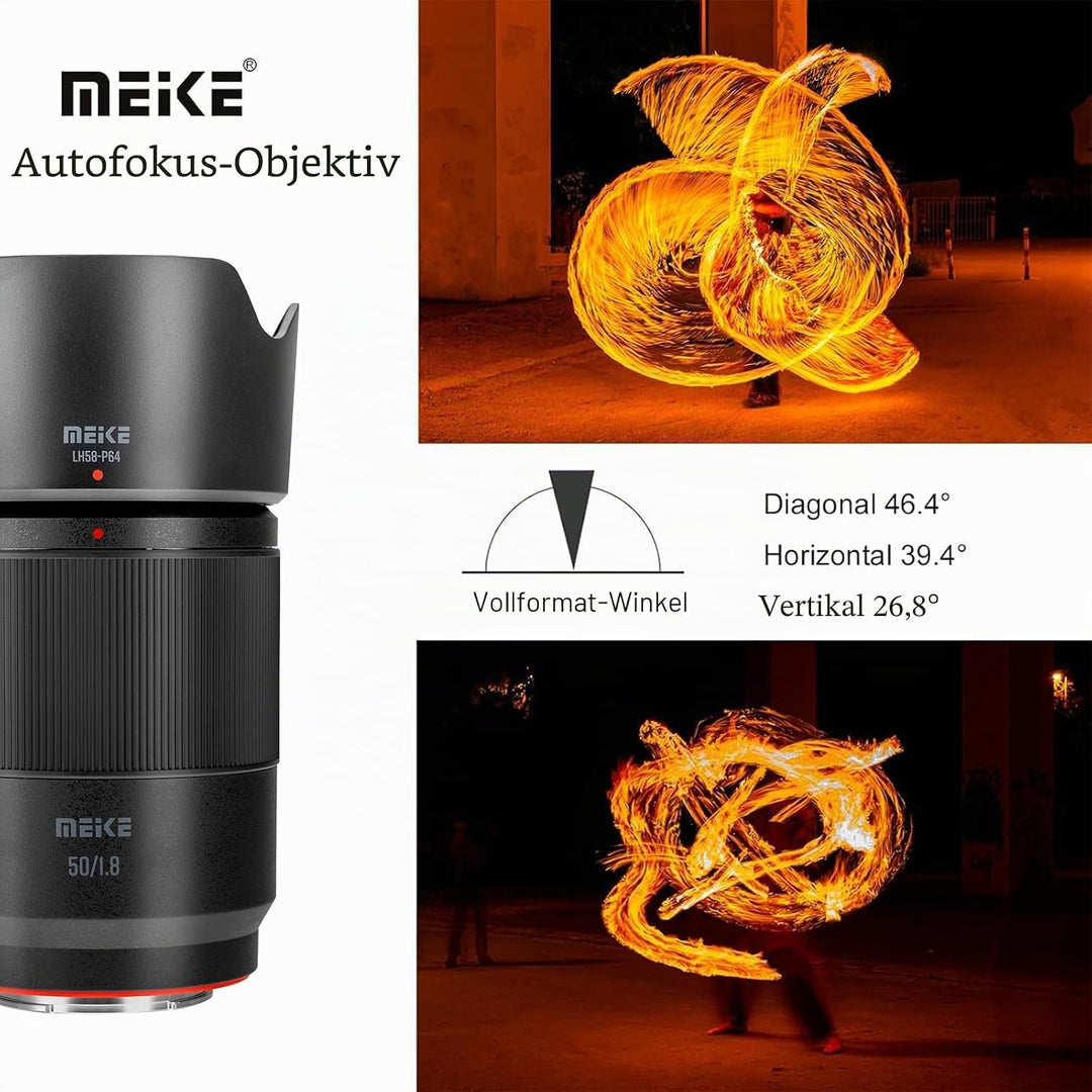 Meike 50 mm F1.8 Autofokus STM Schrittmotor Vollformat-Porträt-Objektiv kompatibel mit Sony E-Mount-