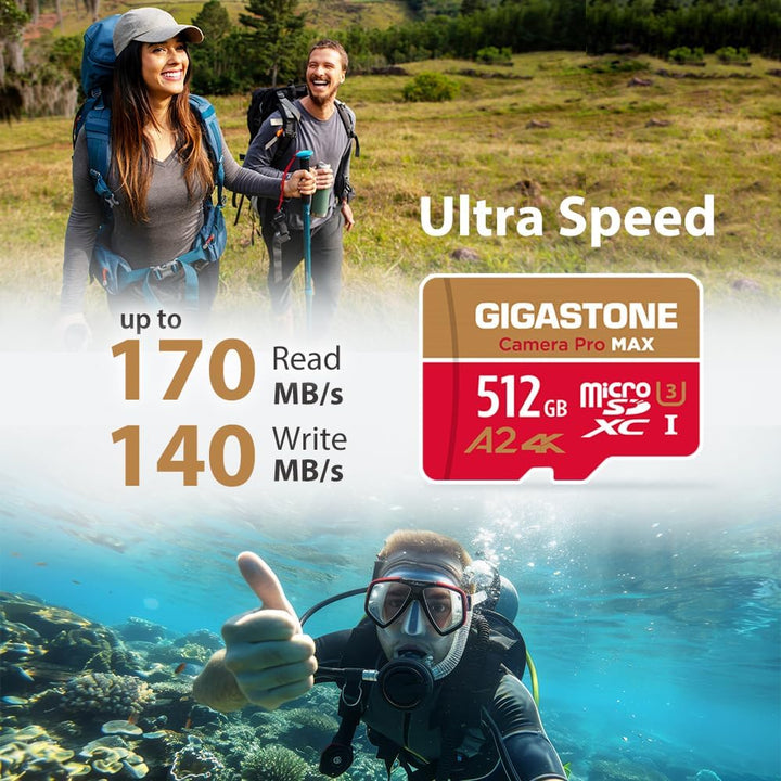 [5 Jahre kostenlose Datenwiederherstellung] GIGASTONE 512GB Micro SD Karte, Kamera Pro MAX, bis zu 1