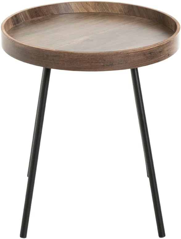 HAKU Möbel Beistelltisch, MDF, eiche, schwarz, Ø 40 x H 45 cm, Eiche, Schwarz