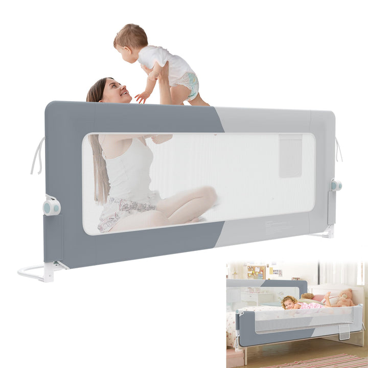 YRHome 200cm Bettgitter Rausfallschutz klappbar 180 Grad drehbar Bettschutzgitter für Kleinkinder lu