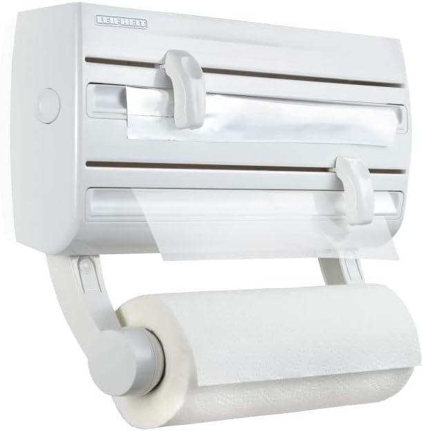 Leifheit Wandrollenhalter Parat F2 ComfortLine-Serie für insgesamt 3 Rollen, Folienschneider mit Abs