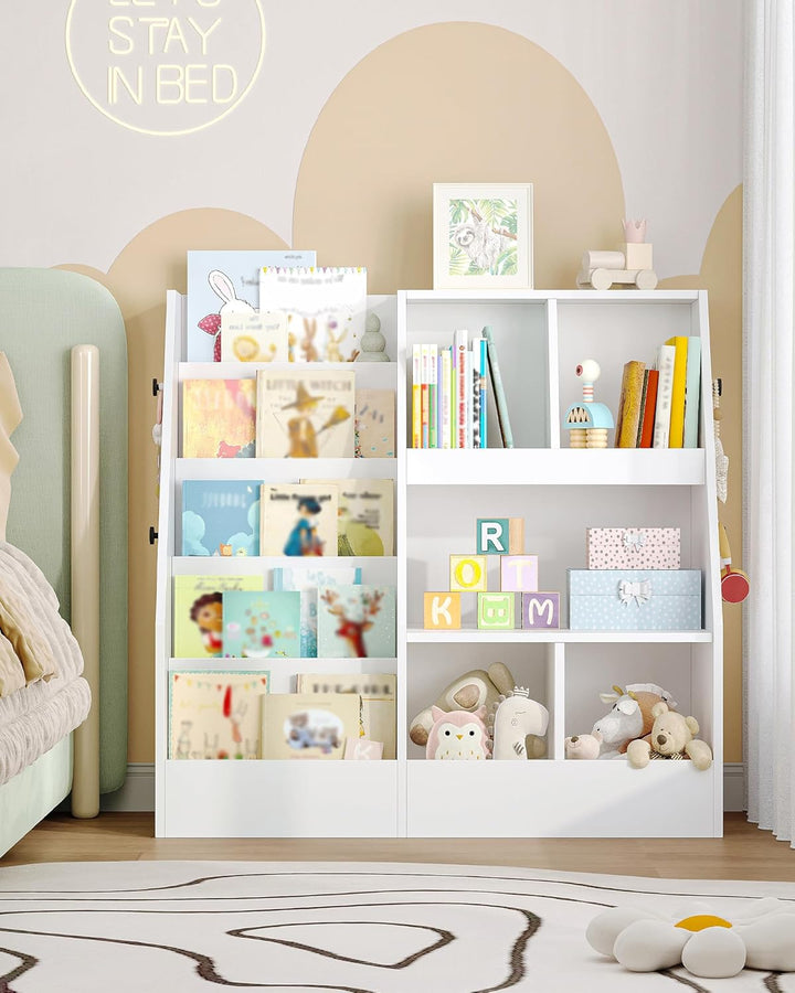Hzuaneri Kinderregal, Spielzeugregal mit 5-Regalebenen und 5 offene Fächer, Kinderbücherregal, Kinde