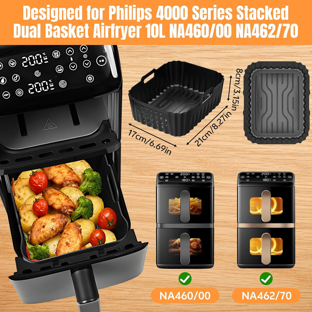 Airfryer Silikonform Heissluftfritteuse Zubehör für Philips Airfryer 4000 Series Stacked Dual Basket