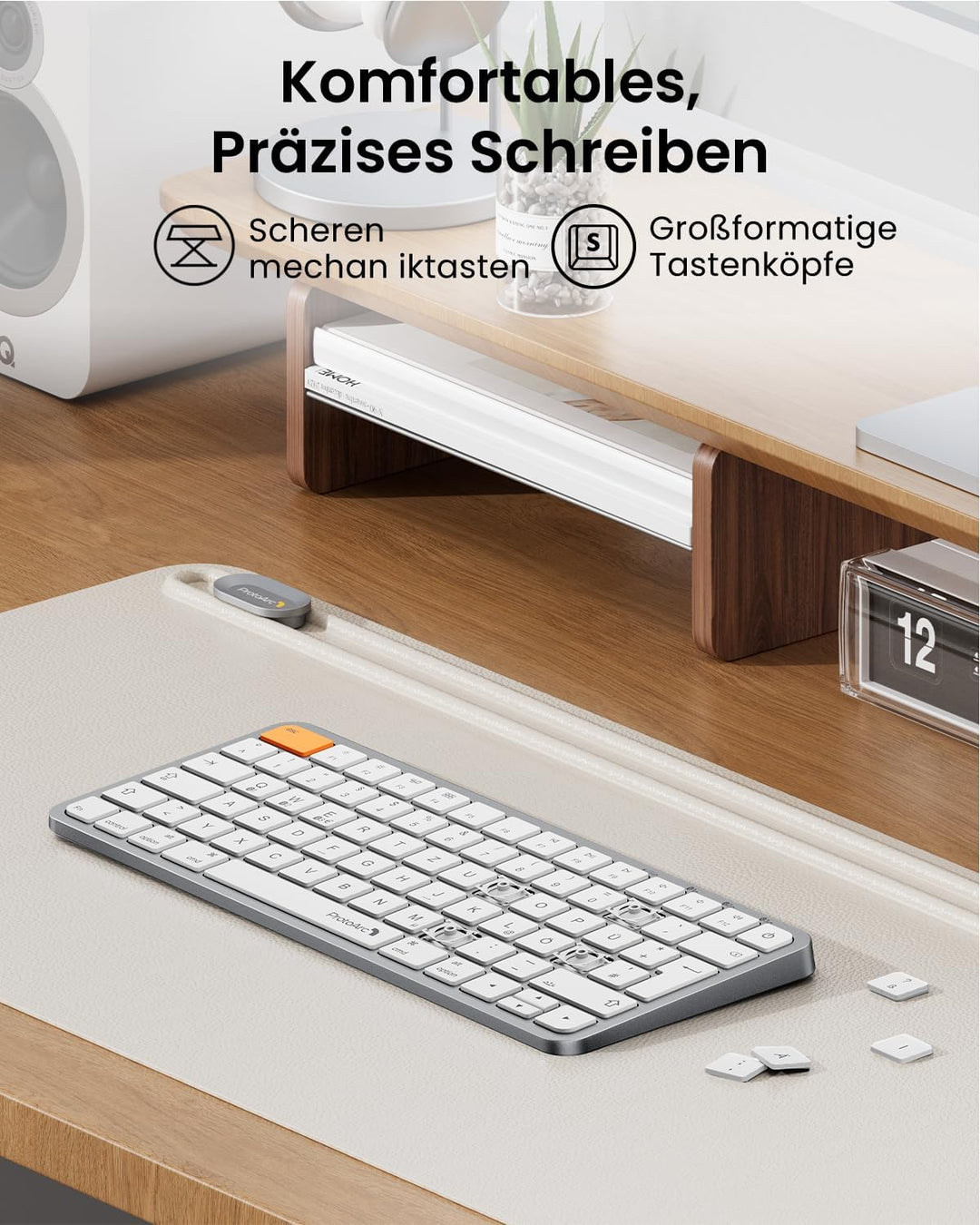 ProtoArc Beleuchtete Kompakte Bluetooth-Tastatur und Maus für Mac, KM90-A Mehrgeräte Kabellose QWERT