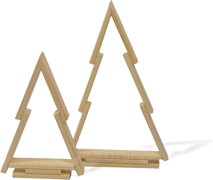 Floranica Weihnachtsbaum aus Holz Elfo Ineinander steckbar Unbehandelt 2er Set Weihnachtsdekoratione