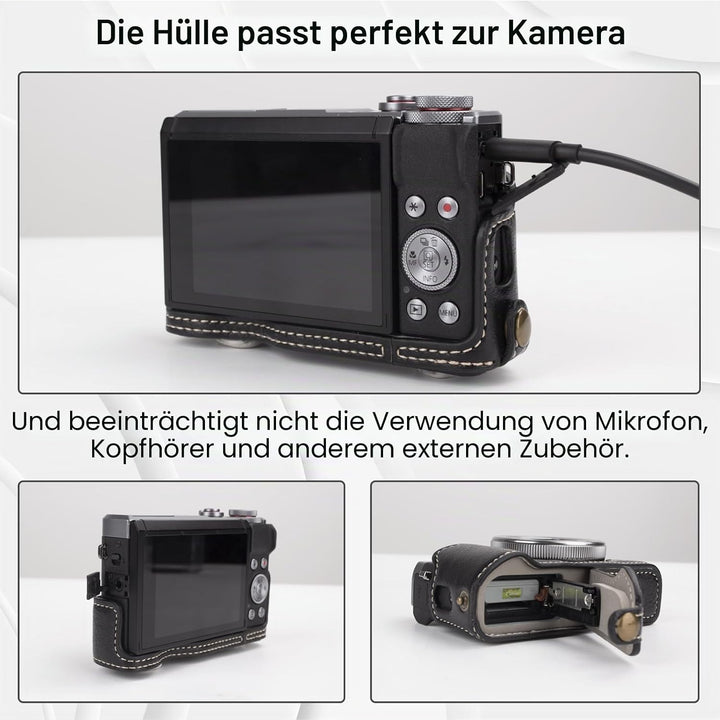 Rieibi G7 X G7X II G7X III Hülle, Vintage Leder Kameratasche für Canon PowerShot G7X G7X Mark II G7X