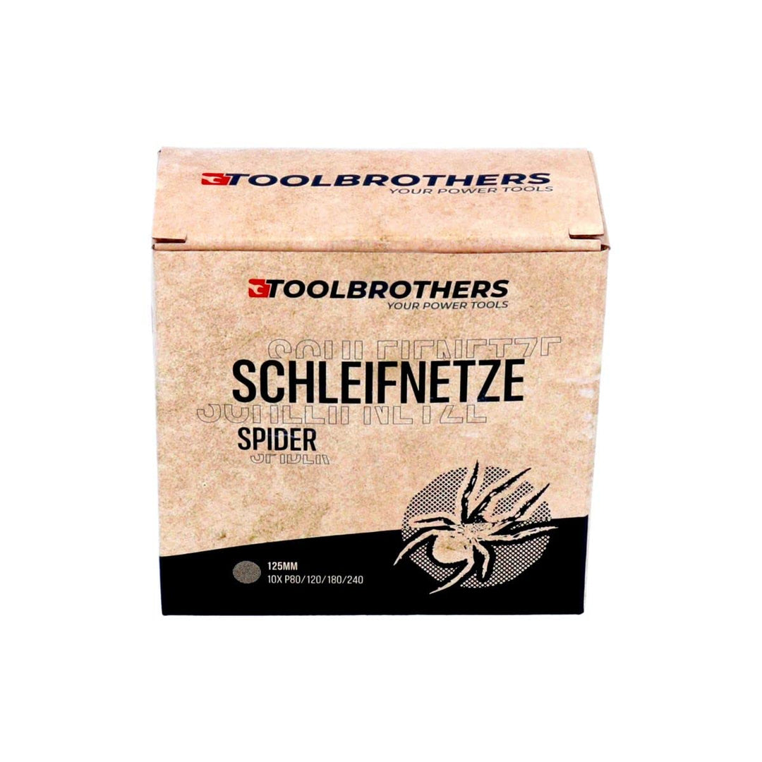 Toolbrothers SPIDER Schleifset Netzschleifmittel 2 Packungen 80x Schleifnetze 125mm Klett je 20x P80