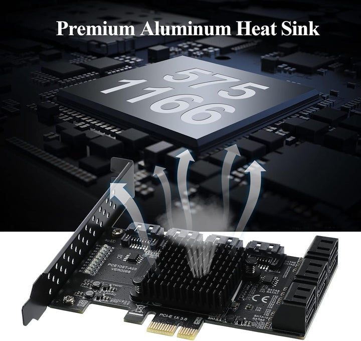 MZHOU PCIe SATA Karte 10 Port, PCI-E zu SATA Erweiterungskarte,6Gbps Controllerkarte Unterstützung v