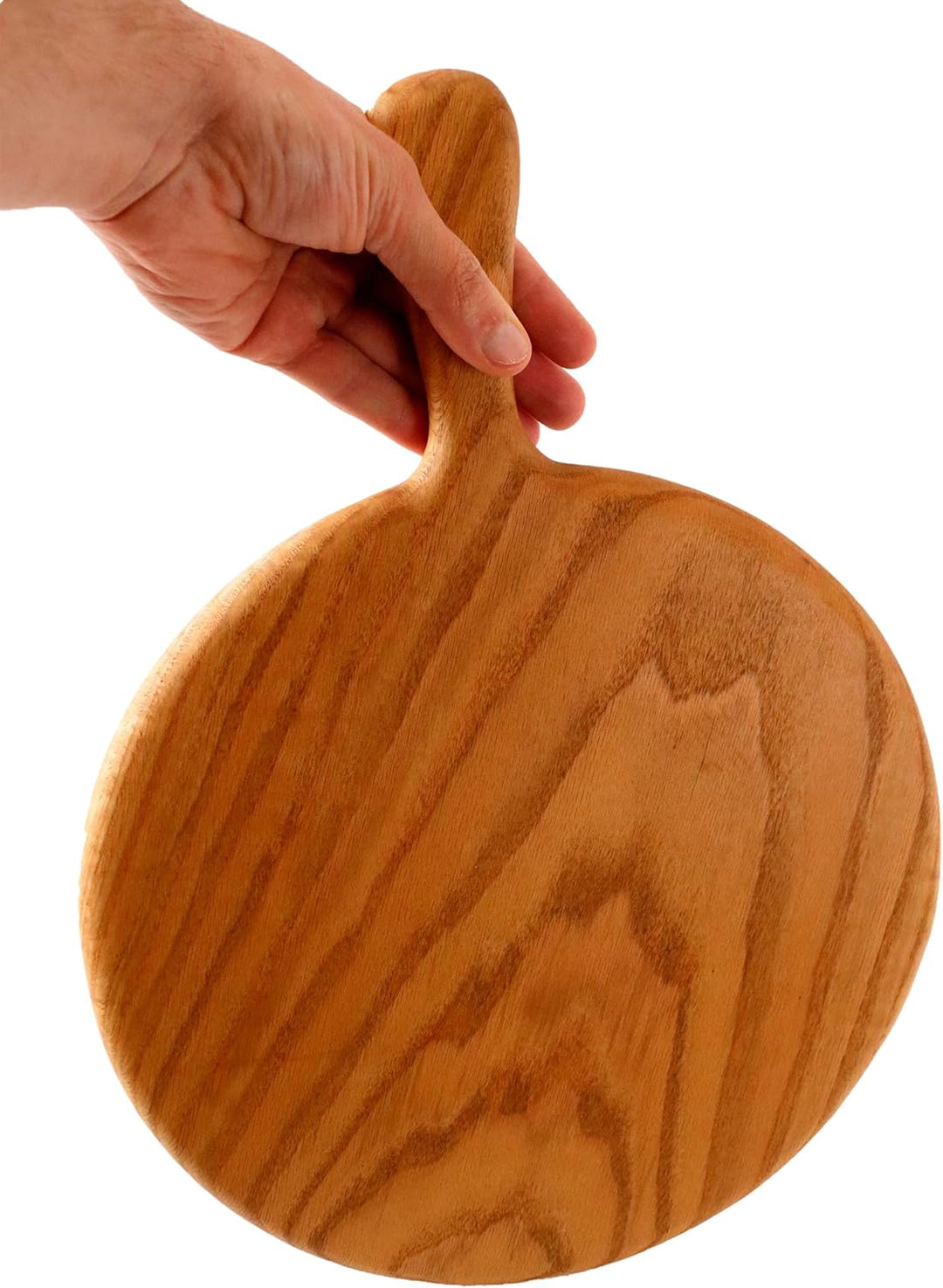 B4K® ⌀ 30 cm | Pizzabrett mit Griff aus Eichenholz | Antibakterielle Oberfläche | Geölt | Zweiseitig